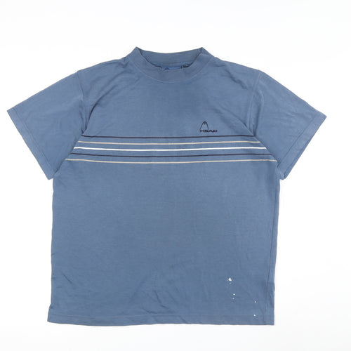 Head Men's Blue Striped T-Shirt Size S Crew Neck