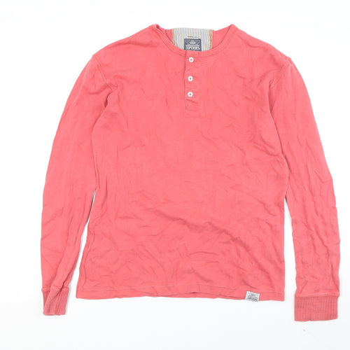 Superdry Men's Red Henley Long Sleeve T-Shirt M