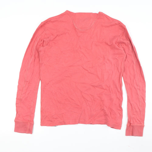 Superdry Men's Red Henley Long Sleeve T-Shirt M