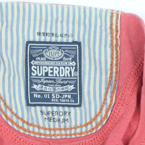 Superdry Men's Red Henley Long Sleeve T-Shirt M