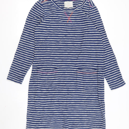 White Stuff Women's Blue Striped Shift Dress Size 14