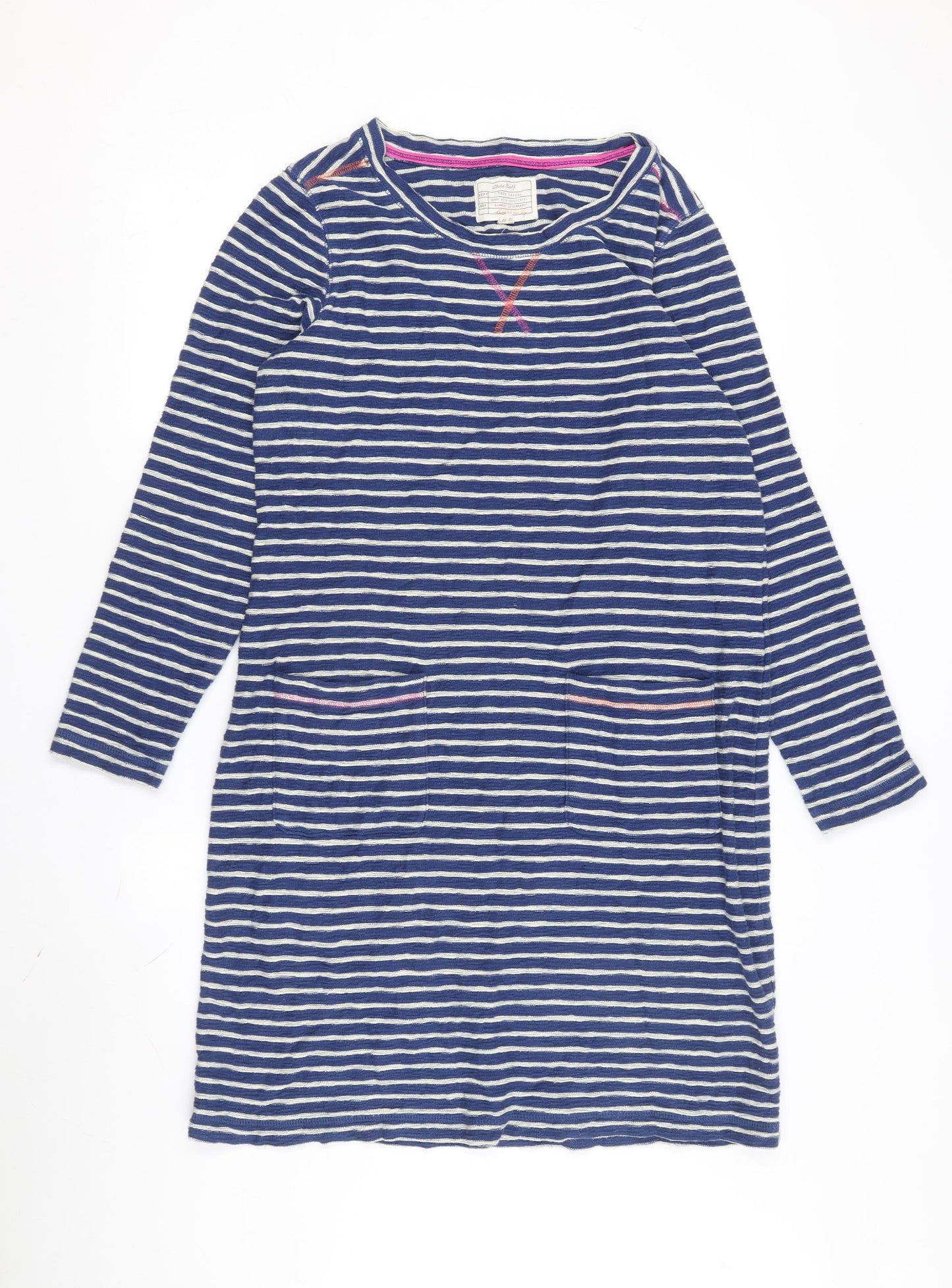White Stuff Women's Blue Striped Shift Dress Size 14