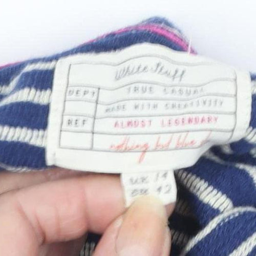 White Stuff Women's Blue Striped Shift Dress Size 14