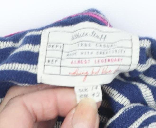 White Stuff Women's Blue Striped Shift Dress Size 14