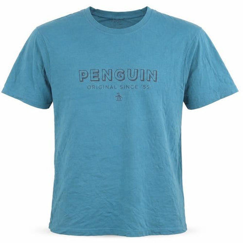 Men's Penguin Blue Crew Neck T-Shirt 2XL Short Sleeve