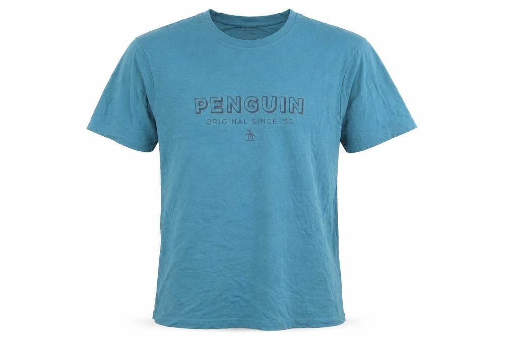 Men's Penguin Blue Crew Neck T-Shirt 2XL Short Sleeve