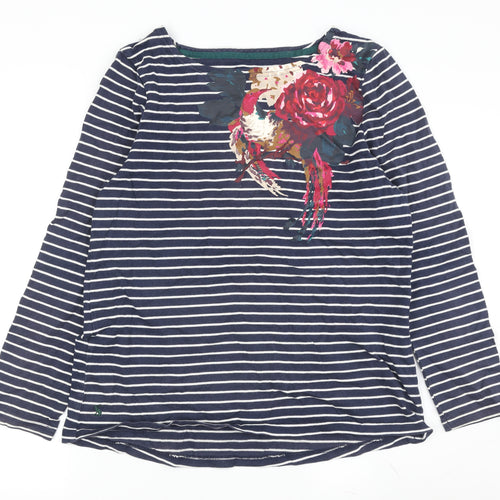 Joules Women's Blue Floral Striped T-Shirt Size 14