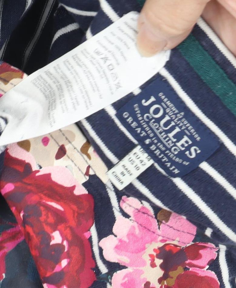 Joules Women's Blue Floral Striped T-Shirt Size 14