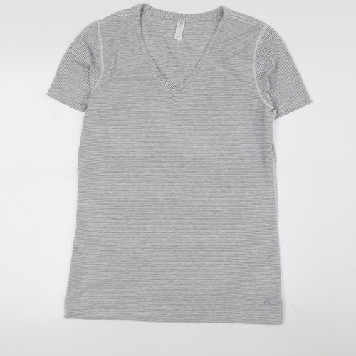 Gap Women's Grey Striped Jersey T-Shirt, Size M
