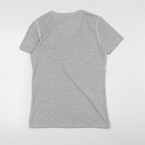 Gap Women's Grey Striped Jersey T-Shirt, Size M