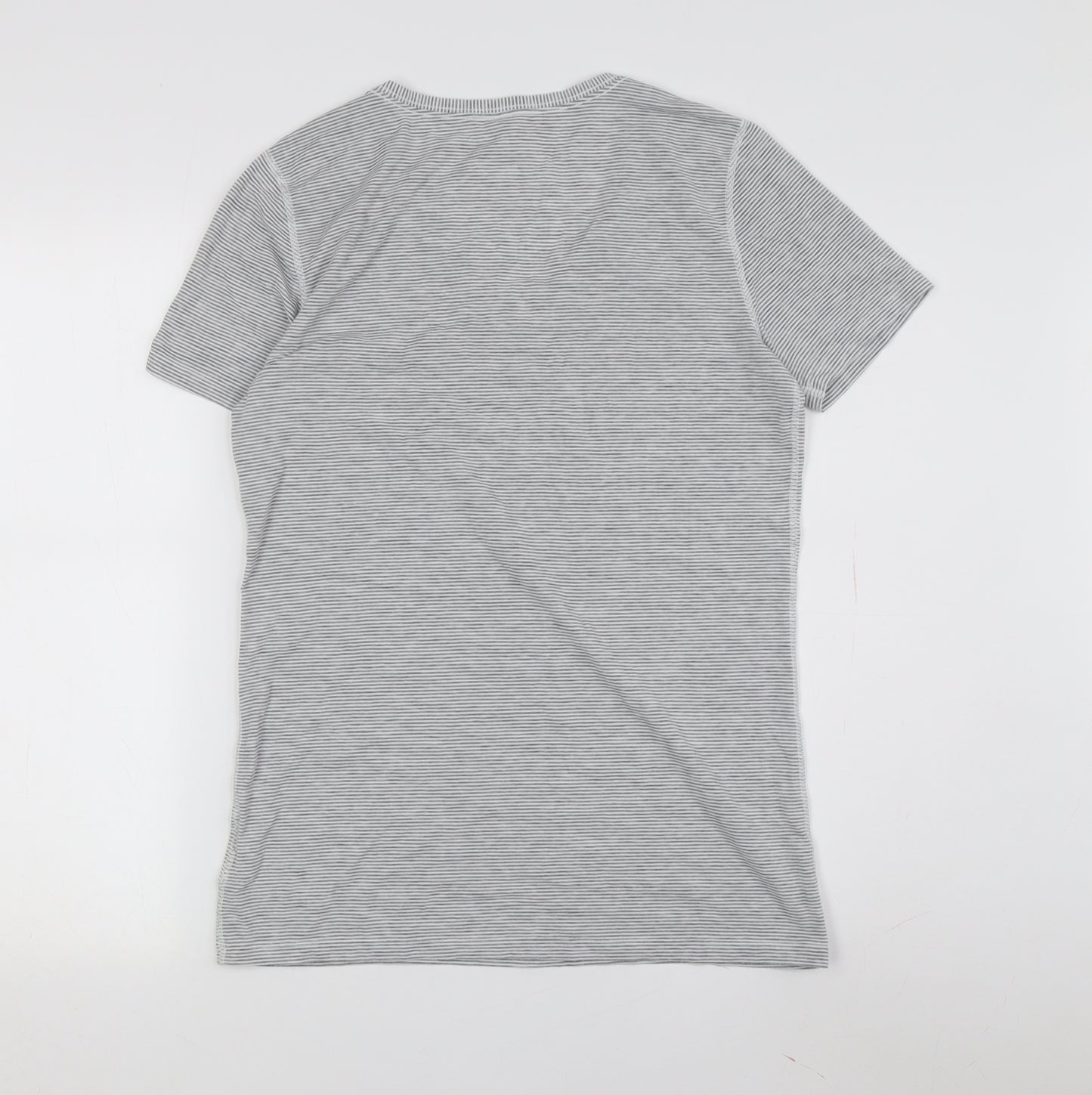 Gap Women's Grey Striped Jersey T-Shirt, Size M