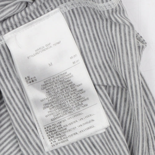 Gap Women's Grey Striped Jersey T-Shirt, Size M