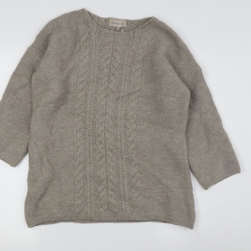 Amaryllis Women's Beige M Cable-Knit Wool Blend Jumper
