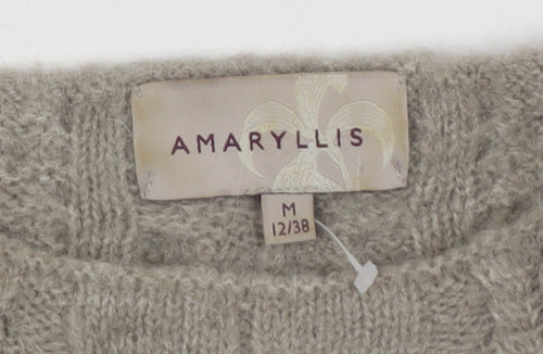Amaryllis Women's Beige M Cable-Knit Wool Blend Jumper