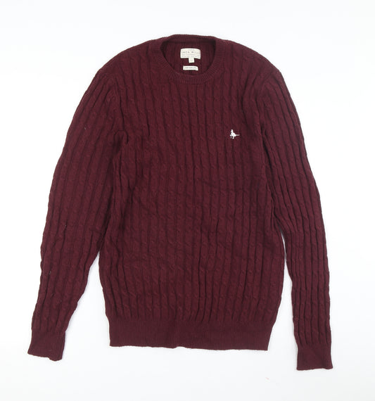 Jack Wills Men’s Red Cable-Knit Pullover Jumper, S