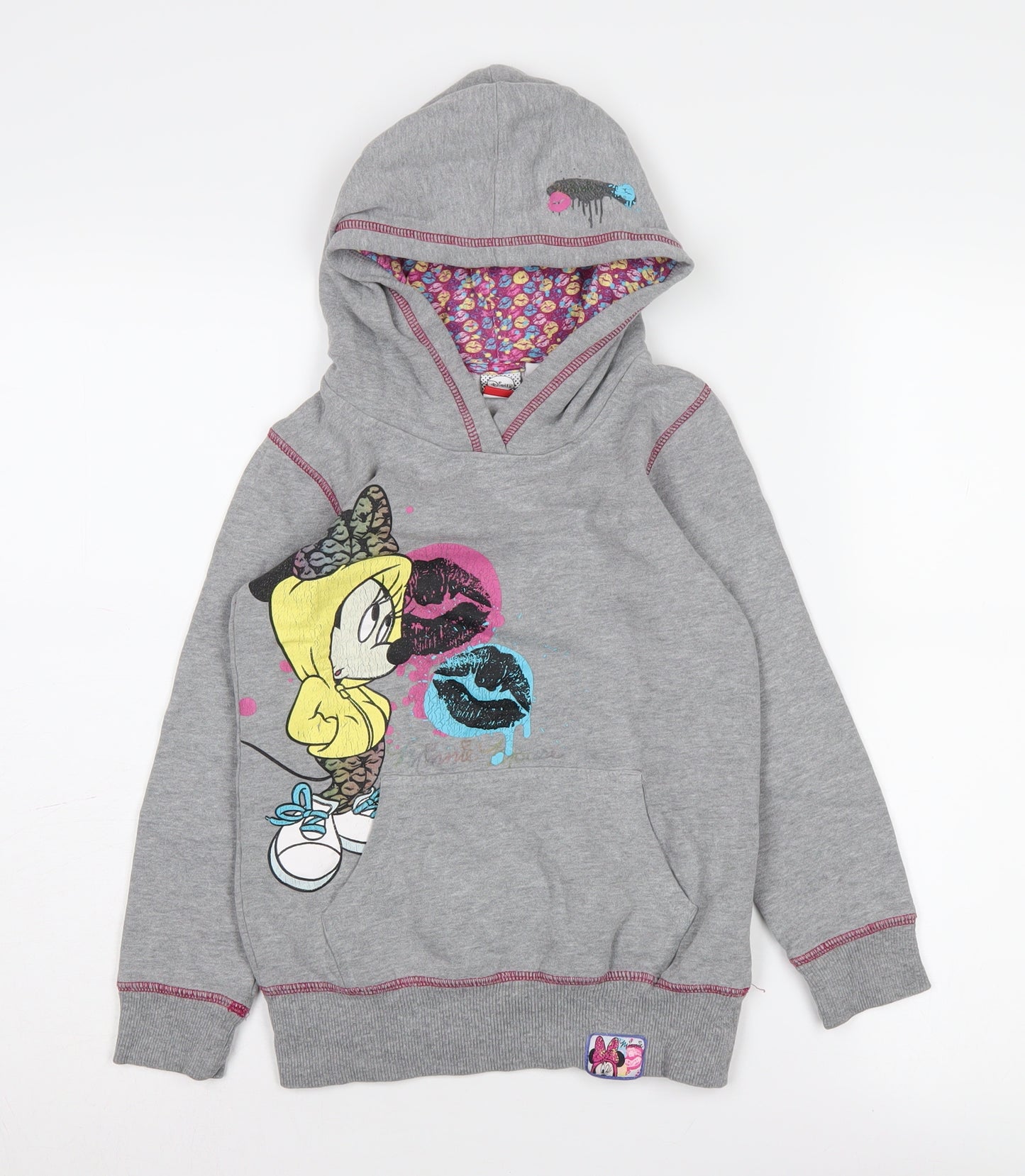 Disney Girls Grey Hoodie 8-9 Years Cartoon Pullover