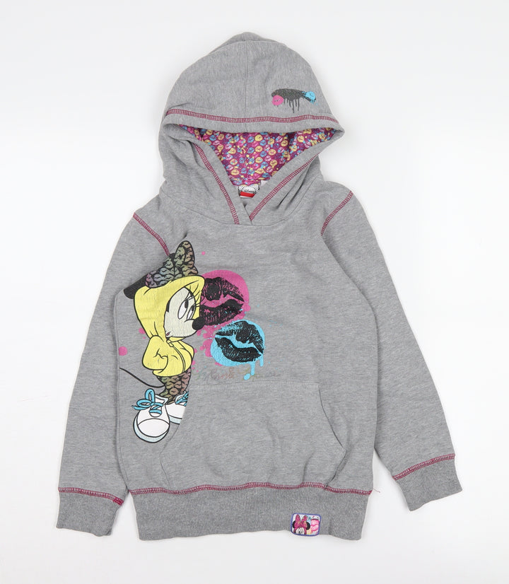 Disney Girls Grey Hoodie 8-9 Years Cartoon Pullover