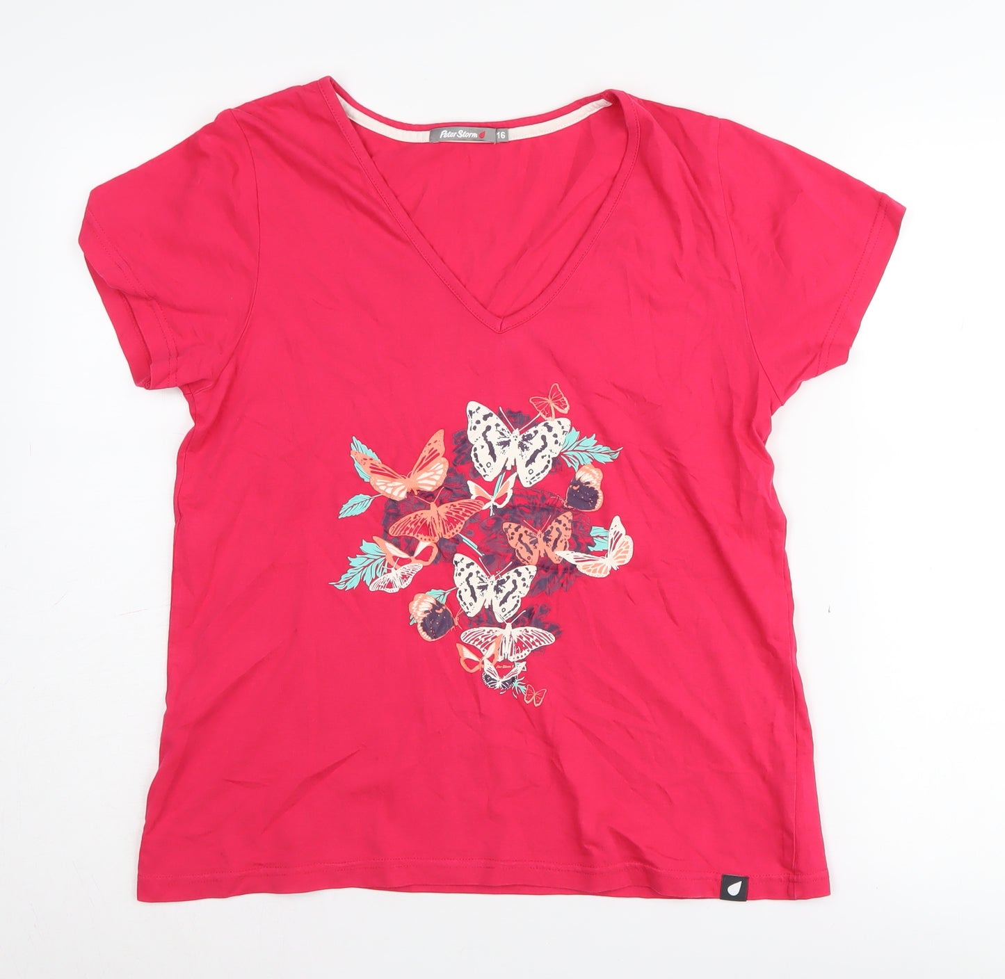 Peter Storm Women's Pink V-Neck T-Shirt Size 16
