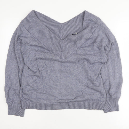 Jacqueline de Yong Women’s Grey V-Neck Pullover Jumper M