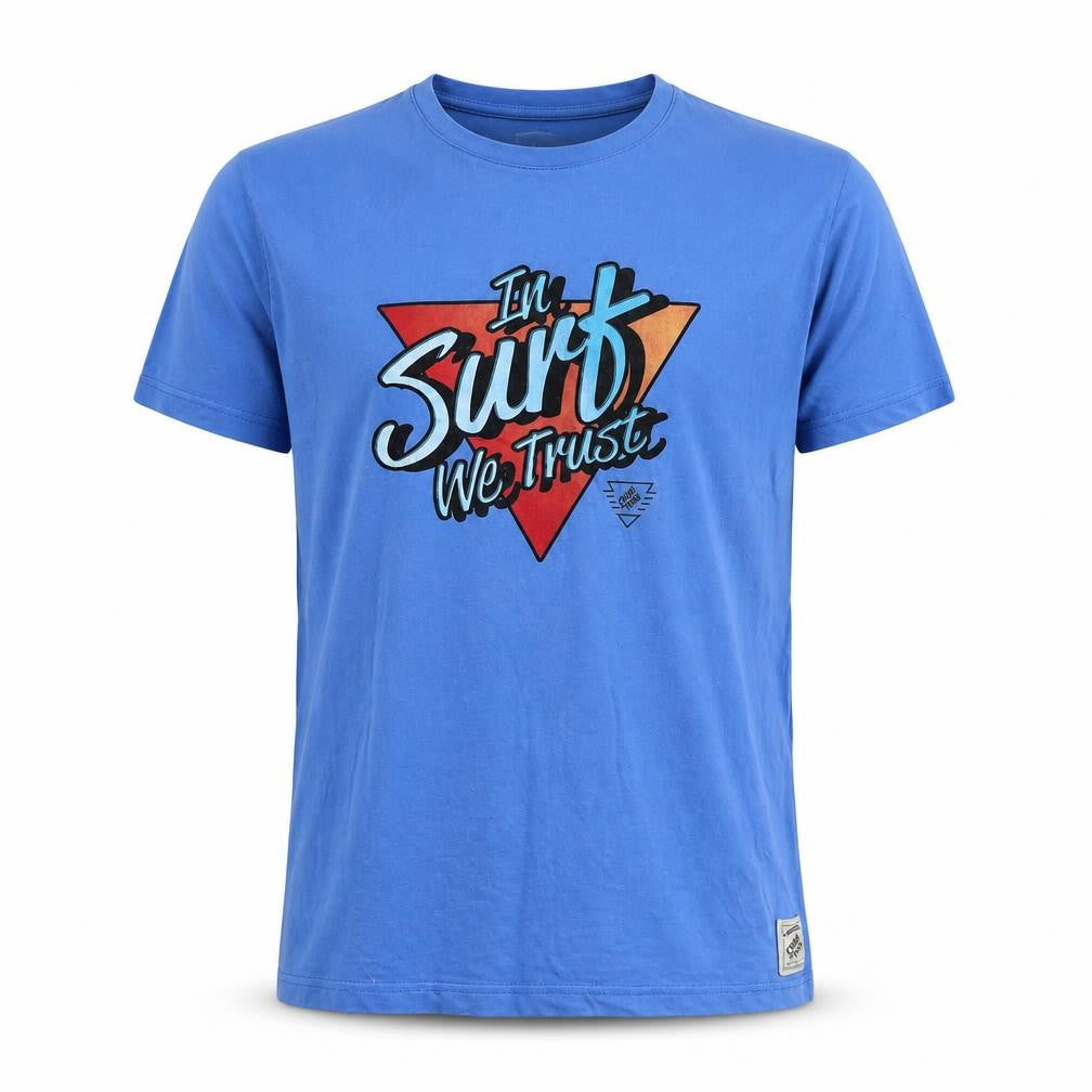 Criminal Men's Blue Surf Graphic Cotton T-Shirt, L