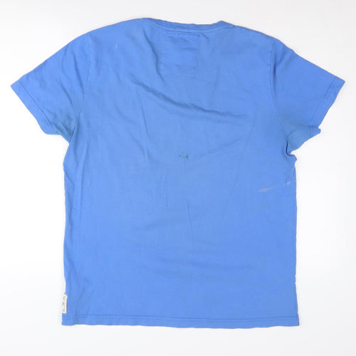 Criminal Men's Blue Surf Graphic Cotton T-Shirt, L