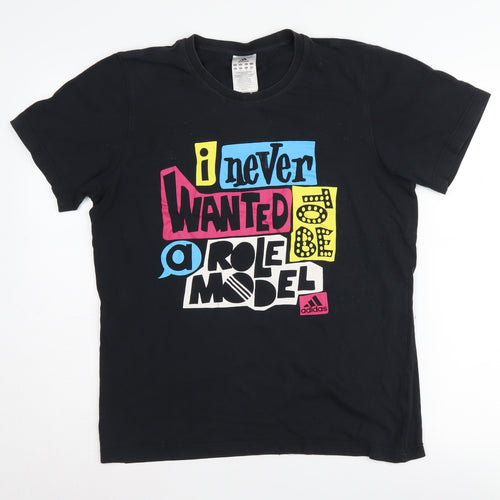 Adidas Unisex Black Quote T-Shirt, Size S, 100% Cotton