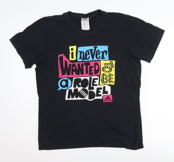 Adidas Unisex Black Quote T-Shirt, Size S, 100% Cotton