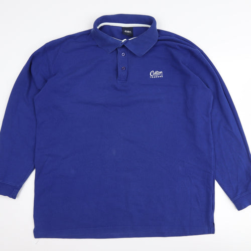 Cotton Traders Men's Blue Long Sleeve Polo Shirt L