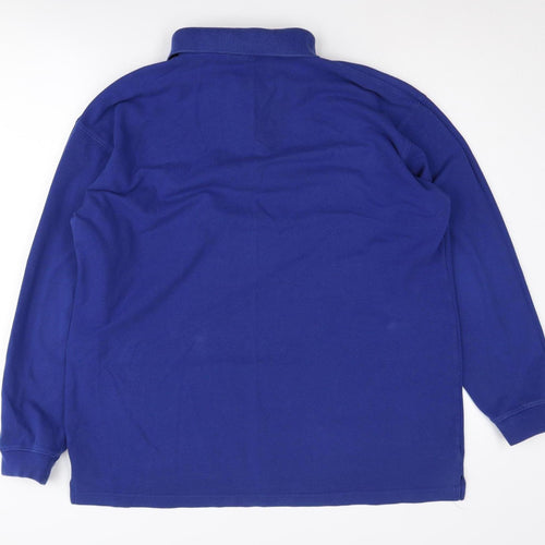Cotton Traders Men's Blue Long Sleeve Polo Shirt L