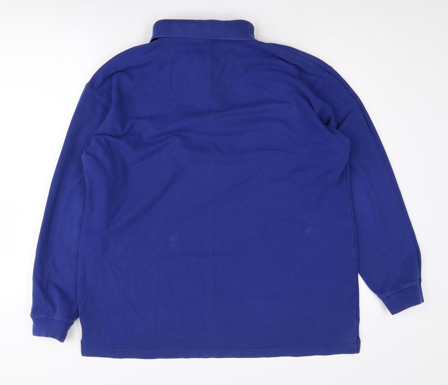 Cotton Traders Men's Blue Long Sleeve Polo Shirt L