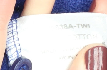 Cotton Traders Men's Blue Long Sleeve Polo Shirt L