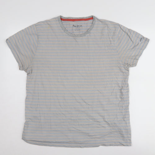 Pepe Jeans Unisex Blue Striped M Jersey T-Shirt