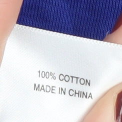 CC Women's Blue V-Neck Basic Cotton Top, XL