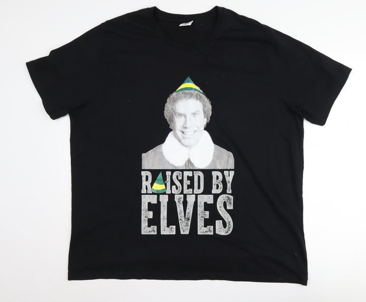 Elf Men's Black XXL Christmas Graphic T-Shirt