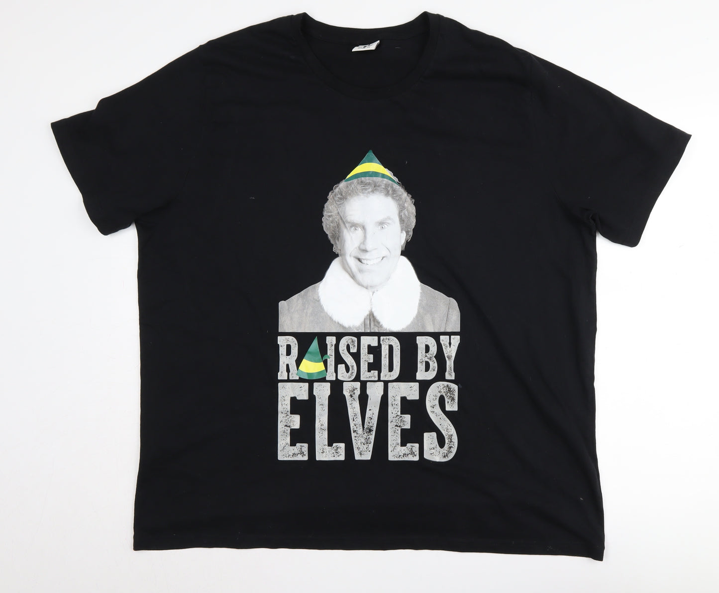 Elf Men's Black XXL Christmas Graphic T-Shirt