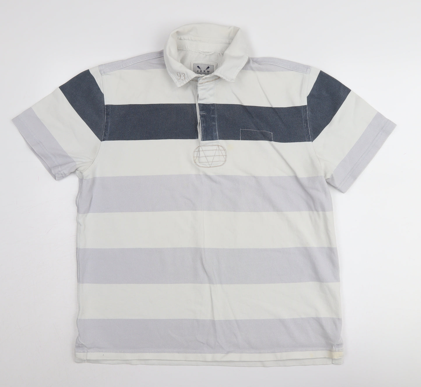 Crew Clothing Co. Men's White Striped Medium Polo Shirt