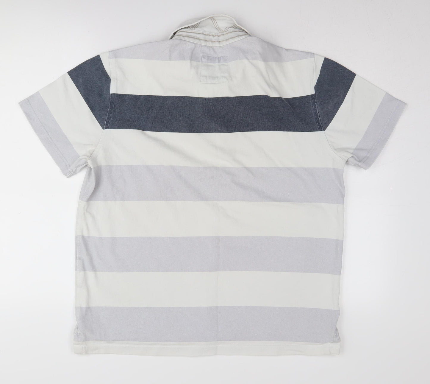 Crew Clothing Co. Men's White Striped Medium Polo Shirt