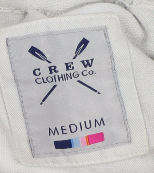 Crew Clothing Co. Men's White Striped Medium Polo Shirt