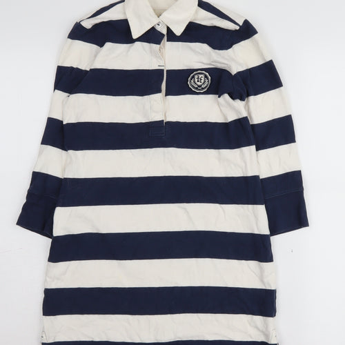 Abercrombie Girls Blue Striped Knee Length Shirt Dress M