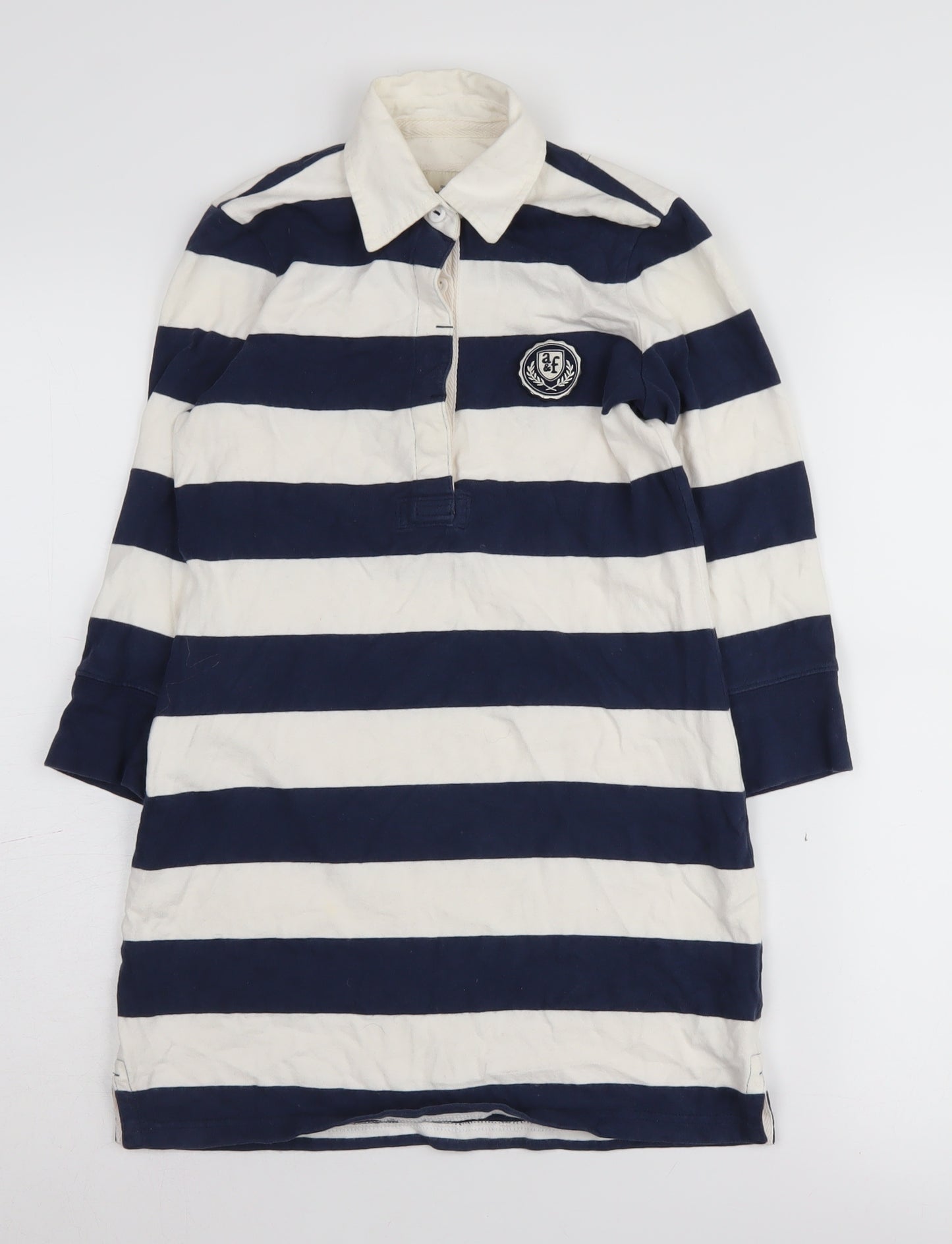 Abercrombie Girls Blue Striped Knee Length Shirt Dress M