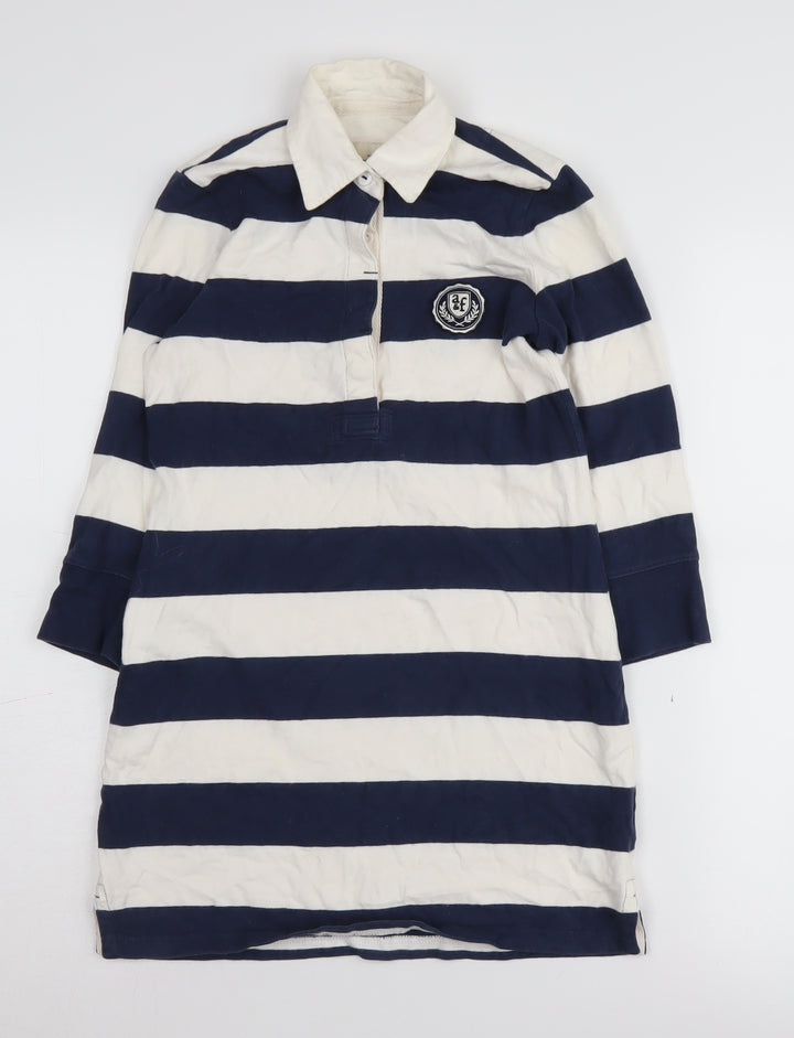 Abercrombie Girls Blue Striped Knee Length Shirt Dress M