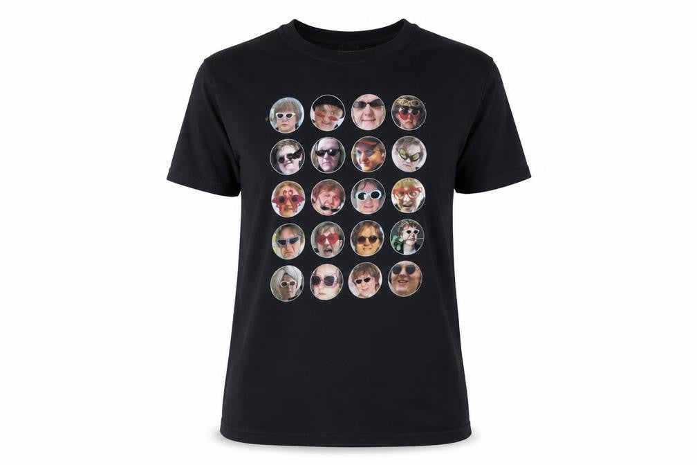 Front view of Gildan Black unisex t-shirt, medium, funny graphic tee