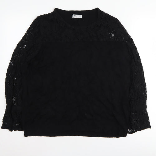 Soon Women's Black Crew Neck Pullover Jumper Size 16