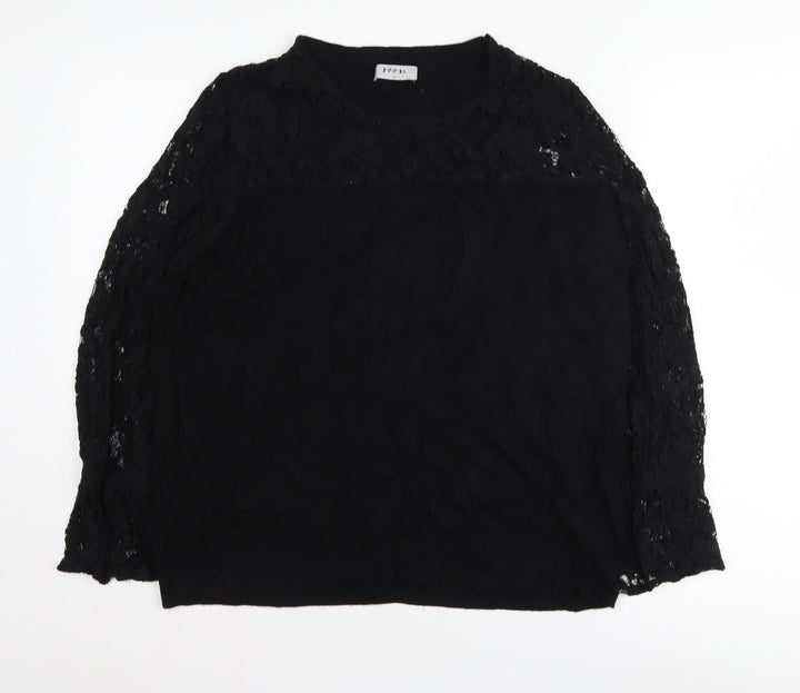 Soon Women's Black Crew Neck Pullover Jumper Size 16