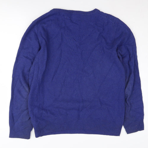 John Partridge Men's Blue V-Neck Pullover Jumper M