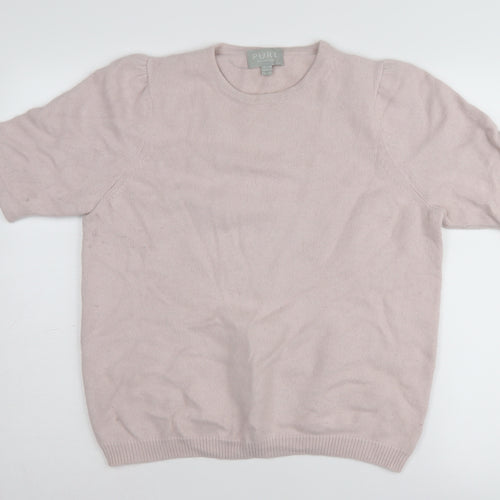 Pure Collection Women's Pink Cashmere Angora Pullover Jumper, Size 18