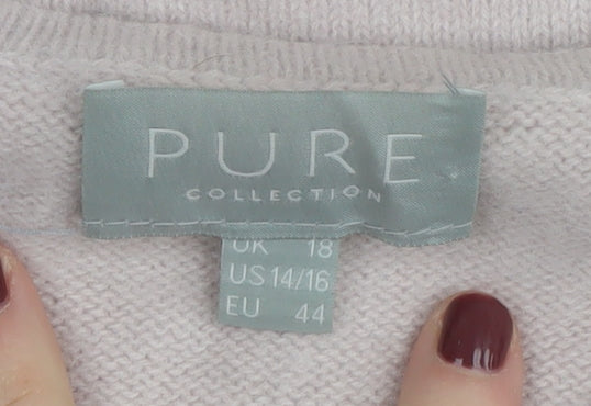 Pure Collection Women's Pink Cashmere Angora Pullover Jumper, Size 18
