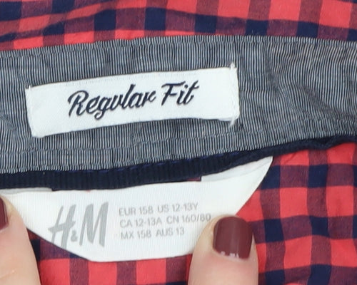 H&M Red Check Regular Fit Unisex Shirt Size 12