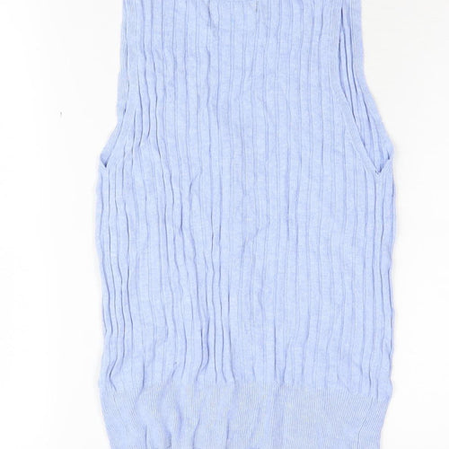 Marks and Spencer Women's Blue Vest, Size 10, Cable-Knit