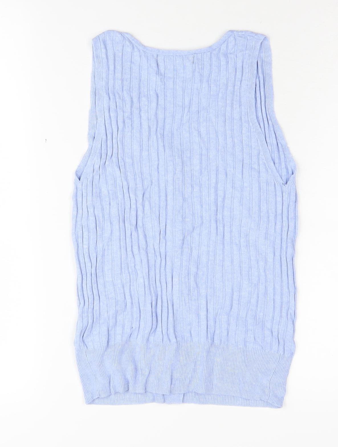 Marks and Spencer Women's Blue Vest, Size 10, Cable-Knit